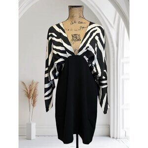 Sergio Hudson x Target Art Deco Studio 54 Zebra Print Cocktail Dress‎ Size Large